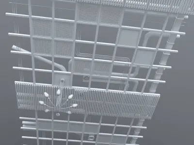Pipes industrial ceiling 3D model