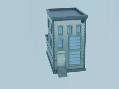 Low Poly Town House Low-poly 3D model