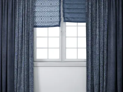Curtains  Set in a modern style 01  3D model