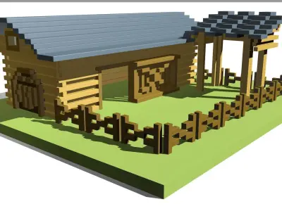 Cattle corral Low-poly 3D model