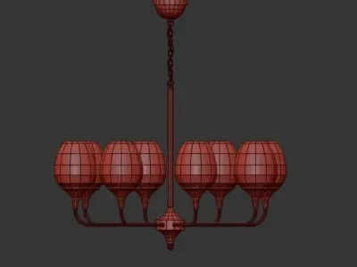 AX373 chandelier made of brass with glass shades 3D model
