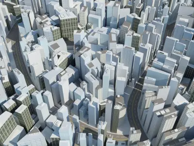 City Block Low-poly 3D model shop