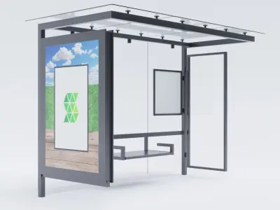 German Berlin Modern Bus Stop Shelter 3D model