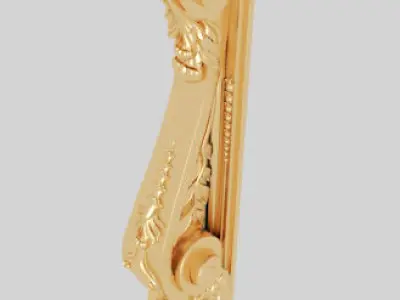 Classic 3D model of interior CNC sculpture gold inlaid 3D model