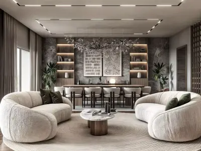 Interior scene living space villa 3d model  3D model