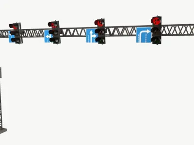 Traffic light with frame support 3D model