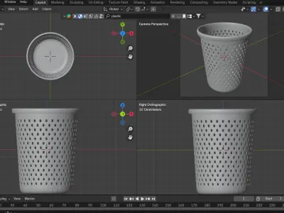 Perforated Plastic Dustbin FREE Free 3D model