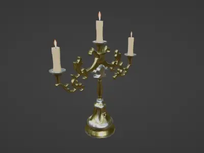 Victorian Candlestick Low-poly 3D model