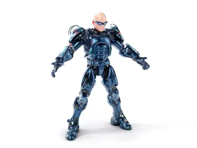 Cybernetic Soldier Rigged and Animated Character Model Low-poly 3D model