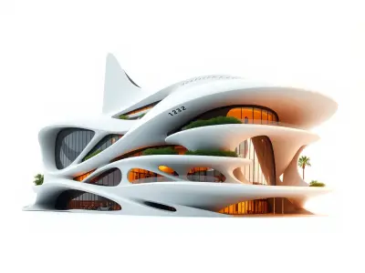 Futuristic Building Model Pack with Organic Architecture Low-poly 3D model
