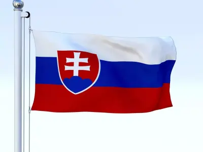 Animated Slovakia Flag Low-poly 3D model