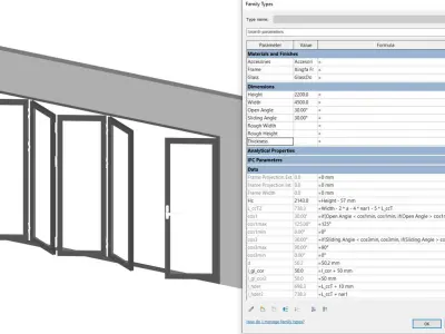 Folding Door Revit Parametric model 3D model