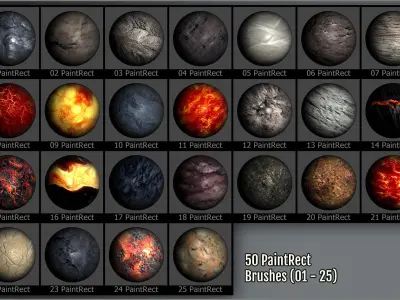 Lava and Volcano Rocks Maker 300 ZBrush brushes and 75 alphas 3D model