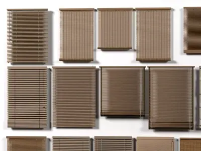 Bamboo Blinds Roman Shades Collection 3D Model Pack Low-poly 3D model