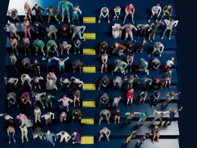  Low Poly People Pack - 95 Pieces Cheering Animated People Pack 