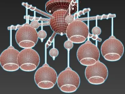 lussole-loft-astoria-grlsp-8308 ceiling light with nine glass... 3D model