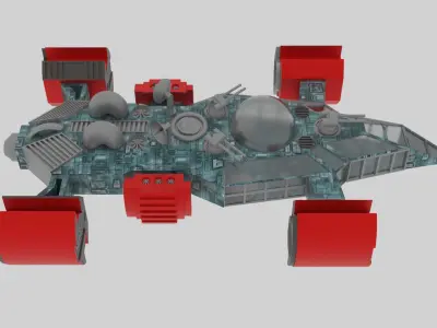 Space - T Spaceship Low-poly 3D model