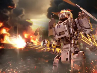 Military Robot Low-poly 3D model