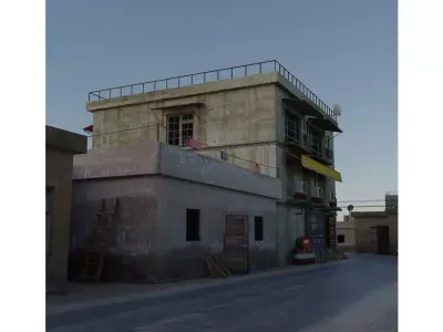 Arab Building with Interior And Exterior Low-poly 3D model