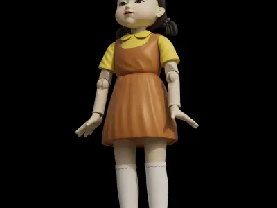 Squid Game Green Light Red Light Killer Doll 3D model