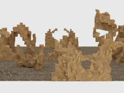 Blender 3D House Ruins 2 Free low-poly 3D model