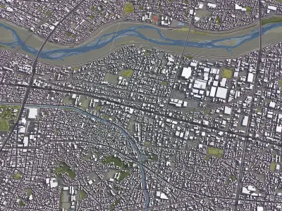 Okazaki - 3D City Model Low-poly 3D model
