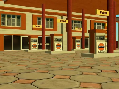 Indian City Petrol Pump 3D Model 3D model