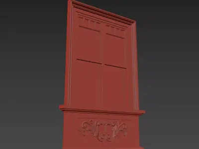 Classical Stone Carving Window 02 Low-poly 3D model