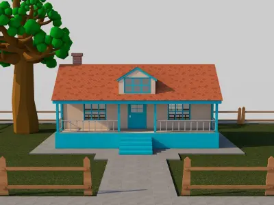 Cartoon House Low-poly 3D model