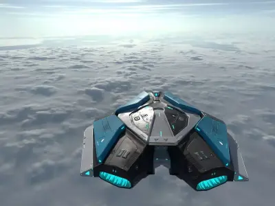 spaceship sci fi gameready Low-poly 3D model