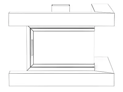 Wall Fireplace with Corner Shelves 3D model
