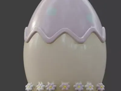 3D WHIMSICAL EGG-SHAPED COTTAGE WITH FLORAL EMBELLISHMENTS V04 Low-poly 3D model