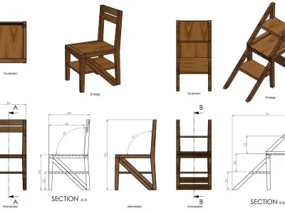 stair chair design 3D model
