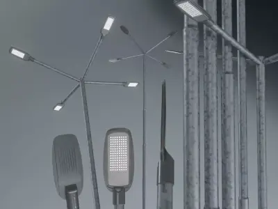 Street Light 2 Galvanized F4 M1 K0 10000mm Low-poly 3D model