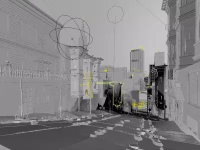City Buildings with Railway 3D model