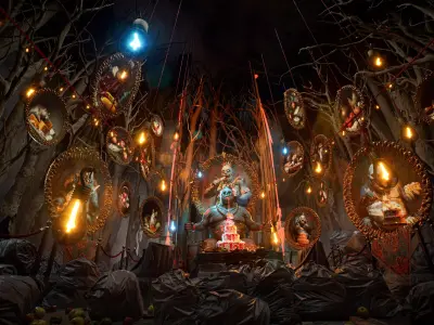 Birthday Feast Horror Environment  UE5 Low-poly 3D model