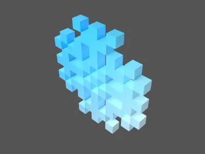 Pixel Snowflake v2 004 Low-poly 3D model