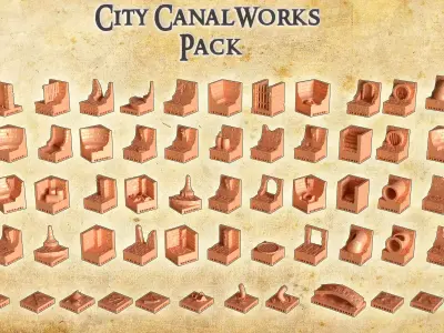 City CanalWorks 28 mm Tabletop Terrain Openlock 3D print model