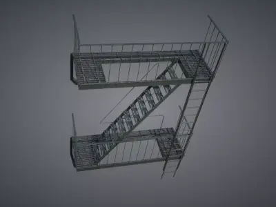 Fire Stairscase Low-poly 3D model