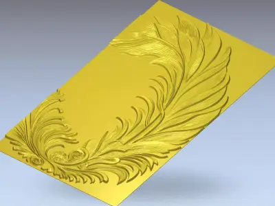 Modern feather Relief Panel Wall Decor Set STL Mural CNC 351 3D model
