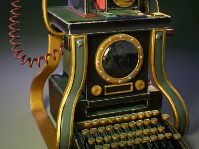 LowPoly Steampunk Phone 3D Model Low-poly 3D model