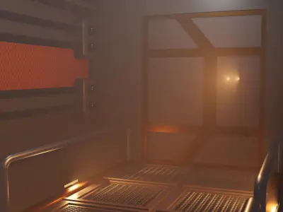 Sci-fi corridor Low-poly 3D model