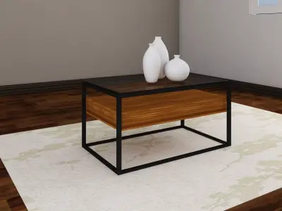  wood and iron coffe table 3D model