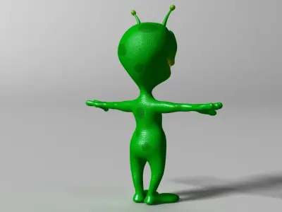 Cartoon alien RIGGED Low-poly 3D model