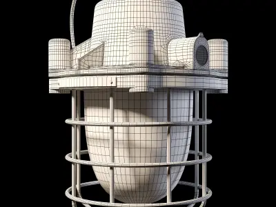 1970s Steel and Glass Nautical Caged Ship Light with Wrench 3D model
