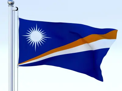 Animated Marshall Islands Flag Low-poly 3D model