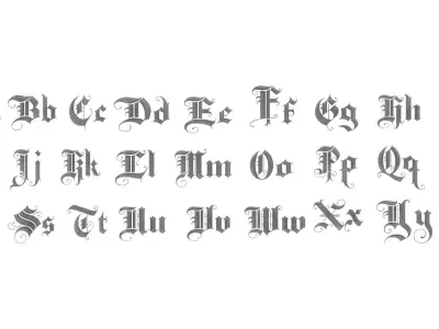 Elegant medieval gothic letter A-Z 3D model