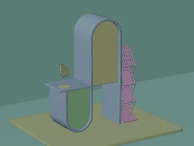 Cosmetic Booth Low-poly 3D model