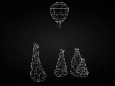 Low Poly Fairy Chimneys and Balloon Peri Bacasi - Turkey Low-poly 3D model