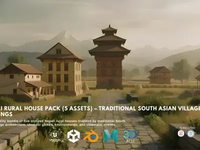 Nepali Rural House Pack 5 Traditional South Asian Village